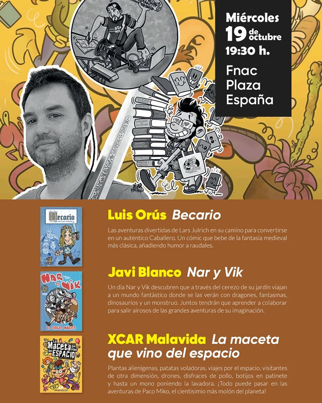 Luis Orús, Javi Blanco y Xcar Malavida en Fnac Zaragoza